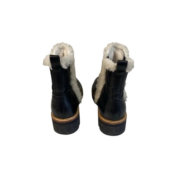 Marc Fisher Black Slip-On Boots w/  Fur Trim – Women’s 7.5 – Cozy Trendy Winter - Picture 4 of 5